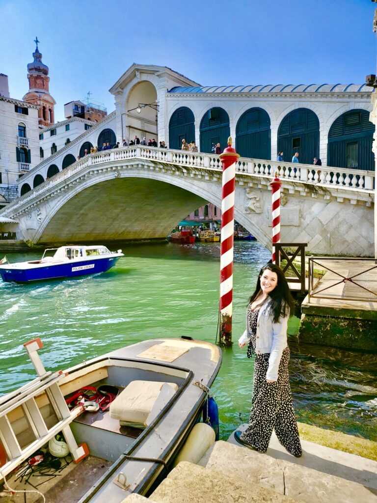 Lauren Robinson at the Iconic Rialto Bridge, Venice